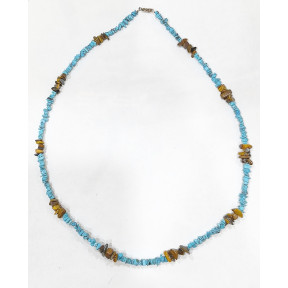 Collier Turquoise et Œil de Tigre Baroque Longueur 50 cm
