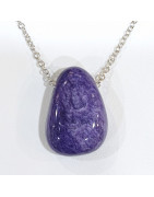 Pendentif Charoïte sur Chaîne Acier Inox 42 + 5 cm
