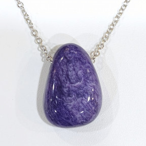 Pendentif Charoïte sur Chaîne Acier Inox 42 + 5 cm