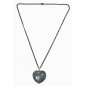 Pendentif Nuumite Cœur  sur Chaîne Acier Inox Noire 22 cm