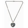 Pendentif Nuumite Cœur  sur Chaîne Acier Inox Noire 44 cm
