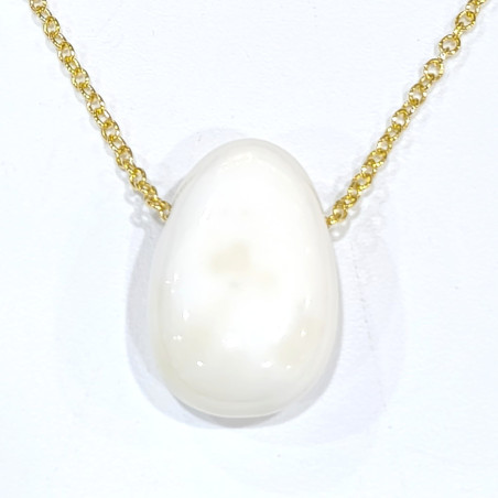 Pendentif Coquille de Bénitier ( Tricdane Géant) sur Chaîne Plaquée or 21 + 2 cm