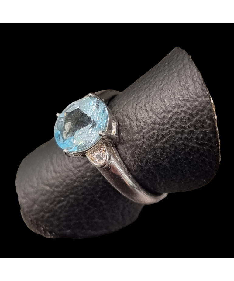 Bague Topaze bleue argent 925 Taille 56