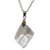 Pendentif Cristal de Roche Losange sur Chaîne Acier Inox 42 + 2 cm