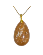 Pendentif Quartz Hématoïde sur Chaîne Plaquée or Rose 38 + 6 cm