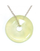 Pendentif  Jade Donut sur Chaîne Acier Inox 42 + 5 cm