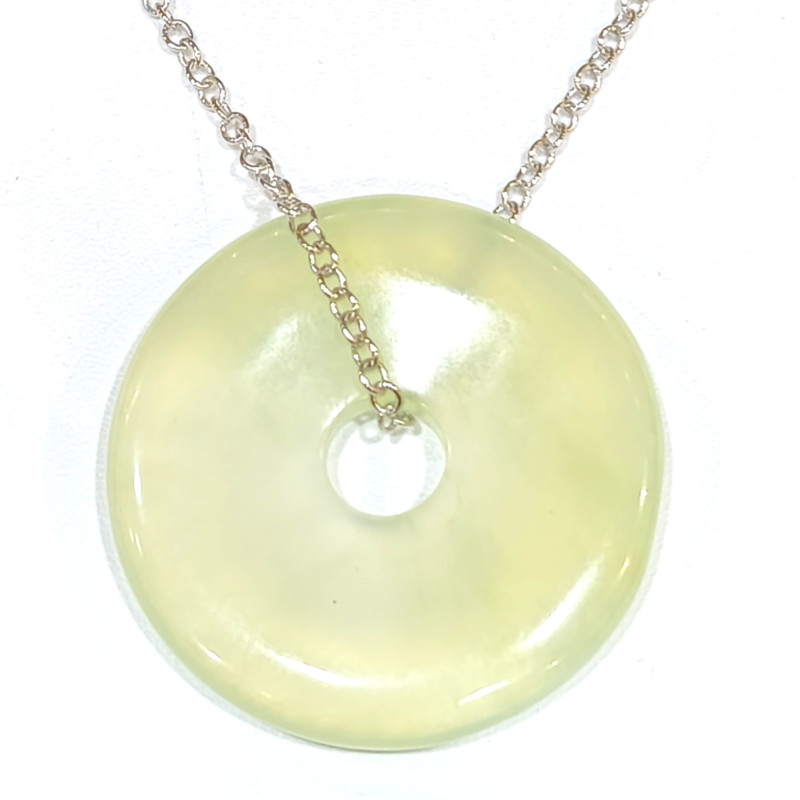Pendentif  Jade Donut sur Chaîne Acier Inox 21 + 5 cm