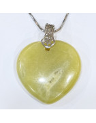 Pendentif  Jade Cœur sur Chaîne Acier Inox 42 cm