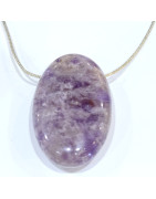 Pendentif Améthyste sur Cordon réglable Gris Pailleté