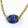 Pendentif Lapis-Lazuli Cylindre sur Chaîne Plaquée Or 36 + 3 cm