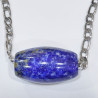 Pendentif Lapis-Lazuli Cylindre sur Chaîne Acier Inox 44 cm