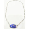 Pendentif Lapis-Lazuli Cylindre sur Chaîne Acier Inox 44 cm
