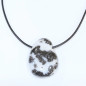 Pendentif Jaspe Zèbre sur Cordon Simili Noir Réglable