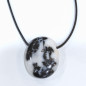 Pendentif Jaspe Zèbre sur Cordon Simili Noir Réglable