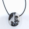 Pendentif Jaspe Zèbre sur Cordon Simili Noir Réglable