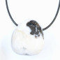 Pendentif Jaspe Zèbre sur Cordon Simili Noir Réglable