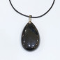 Pendentif Obsidienne Noire sur Cordon Simili Noir 21 + 5 cm