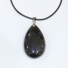 Pendentif Obsidienne Noire sur Cordon Simili Noir 42 + 5 cm