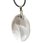 Pendentif Cristal de Roche Ovale sur Cordon Simili 21 + 5 cm