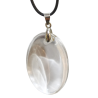 Pendentif Cristal de Roche Ovale sur Cordon Simili 42 + 5 cm