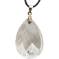 Pendentif Cristal de Roche Goutte sur Cordon Simili 21 + 5 cm