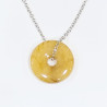 Pendentif Aventurine Jaune Donut sur Chaîne Acier Inox 42 + 5 cm