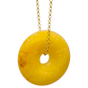 Pendentif Aventurine Jaune Donut sur Chaîne Acier Inox Plaquée Or 42 + 5 cm