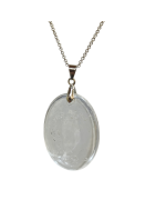 Pendentif Cristal de Roche Ovale sur Chaîne Acier Inox 42 + 2 cm