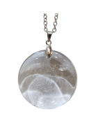 Pendentif Cristal de Roche Rond sur Chaîne Acier Inox 42 + 2 cm