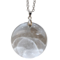 Pendentif Cristal de Roche Rond sur Chaîne Acier Inox 21 + 2 cm