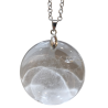 Pendentif Cristal de Roche Rond sur Chaîne Acier Inox 42 + 2 cm
