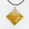 Pendentif Quartz Hématoïde Pyramide sur Cordon Simili Marron 42 + 2 cm
