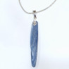 Pendentif Cyanite Bleue sur Cordon Argent Pailleté Réglable