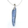 Pendentif Cyanite Bleue sur Cordon Argent Pailleté Réglable