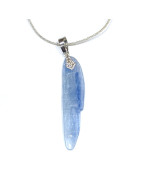 Pendentif Cyanite Bleue sur Cordon Argent Pailleté Réglable