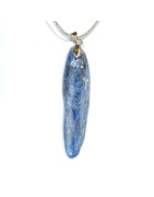 Pendentif Cyanite Bleue sur Cordon Argent Pailleté Réglable