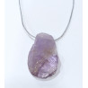 Pendentif Amétrine sur Cordon Gris Pailleté Réglable