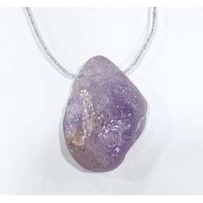 Pendentif Amétrine sur Cordon Gris Pailleté Réglable