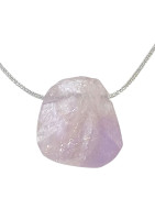 Pendentif Amétrine sur Cordon Gris Pailleté Réglable