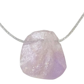 Pendentif Amétrine sur Cordon Gris Pailleté Réglable