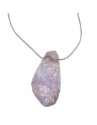 Pendentif Amétrine sur Cordon Gris Pailleté Réglable