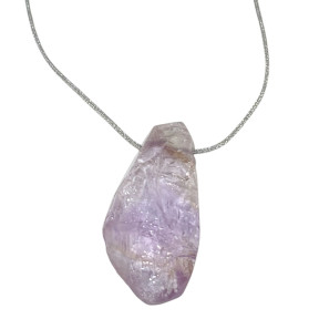 Pendentif Amétrine sur Cordon Gris Pailleté Réglable