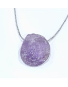 Pendentif Amétrine sur Cordon Gris Pailleté Réglable