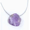 Pendentif Amétrine sur Cordon Gris Pailleté Réglable