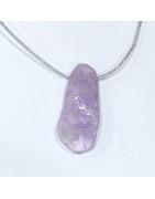 Pendentif Amétrine sur Cordon Gris Pailleté Réglable