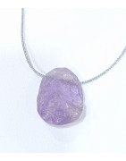 Pendentif Amétrine sur Cordon Gris Pailleté Réglable