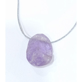 Pendentif Amétrine sur Cordon Gris Pailleté Réglable