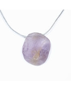 Pendentif Amétrine sur Cordon Gris Pailleté Réglable