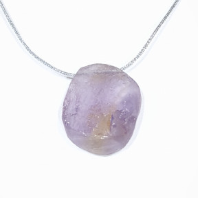 Pendentif Amétrine sur Cordon Gris Pailleté Réglable