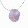 Pendentif Amétrine sur Cordon Gris Pailleté Réglable